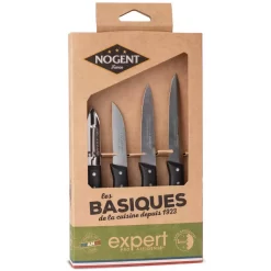 Coffret De 3 Couteaux Et Un éplucheur - Lame Affidenté - Nogent 3 Etoiles