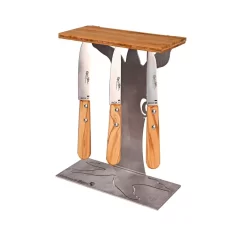 Lot De 3 Couteaux Et Support Aimanté Arbre - Roger Orfèvre