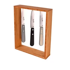 Lot De 3 Couteaux Et Support Aimanté En Bambou - Roger Orfèvre