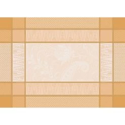 Set De Table Antitâche Jacquard 100% Coton Persina Dore Or - Garnier-Thiebaut